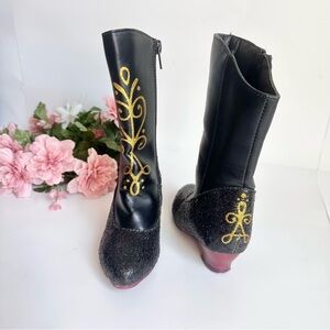 Disney Collection Frozen Anna Black Faux Leather Girls Costume Boots